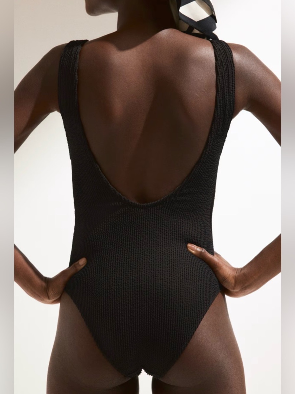 H&M Black Ribbed One-Piece Swimsuit